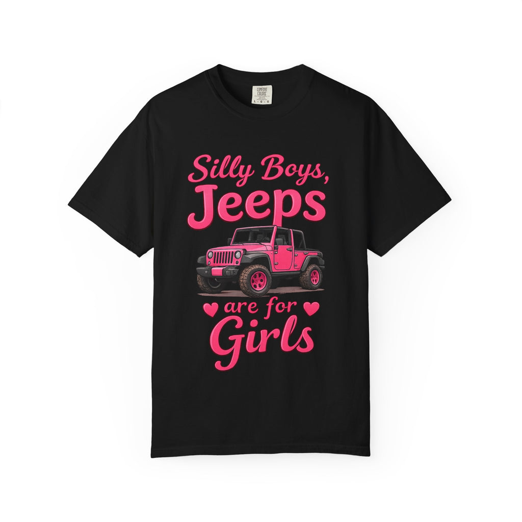 Silly Boys Jeeps Are For Girls T-Shirt — Pink Jeep Graphic Tee