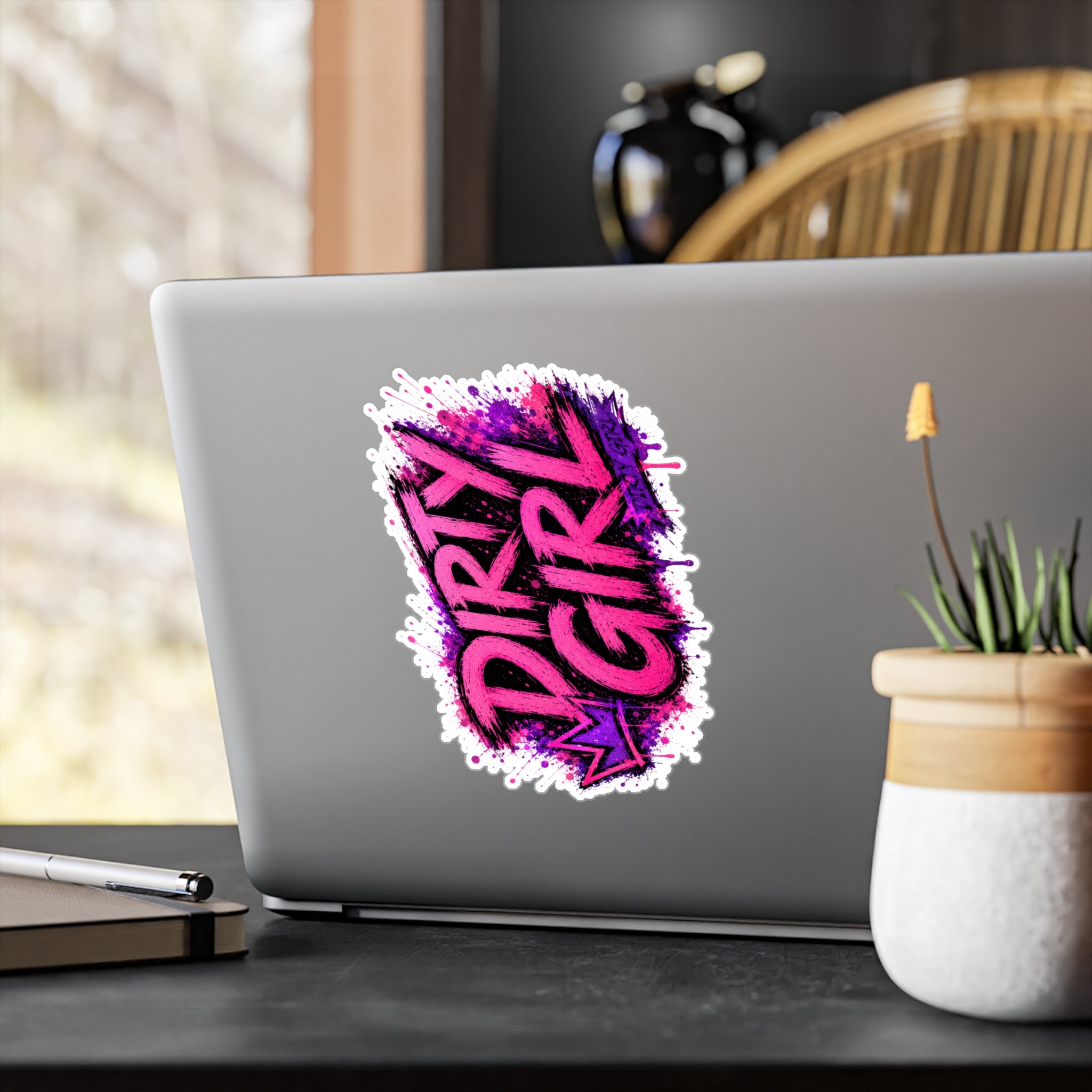 Sticker — "Dirty Girl" Pink & Purple Grunge Kiss-Cut Vinyl Decal