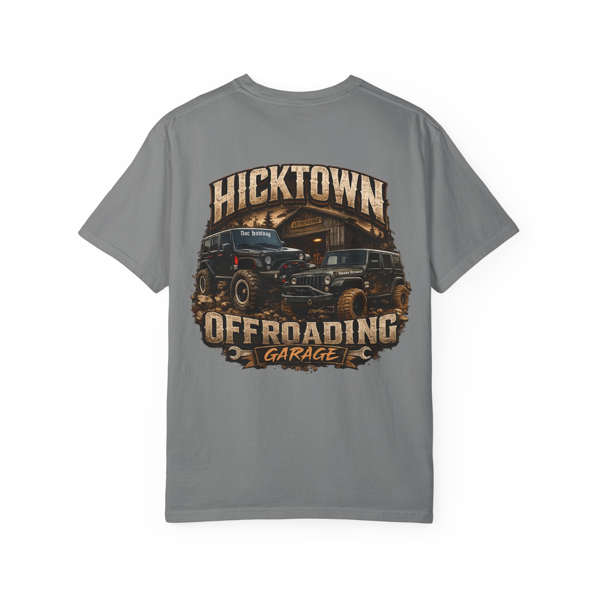 Hicktown Offroading Garage T-Shirt featuring Doc Holliday and Monkey Business