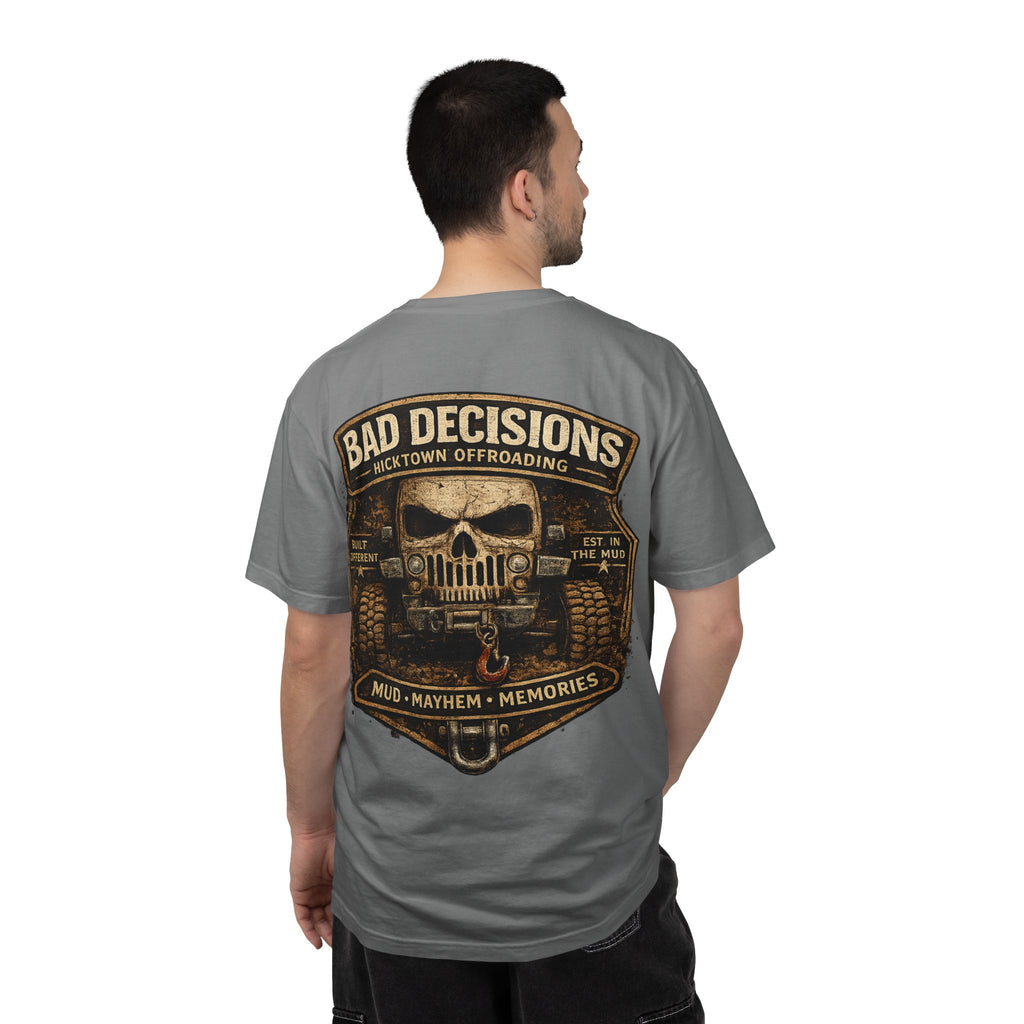 Bad Decisions Offroad T-Shirt — 'Mud • Mayhem • Memories' Jeep Skull Graphic