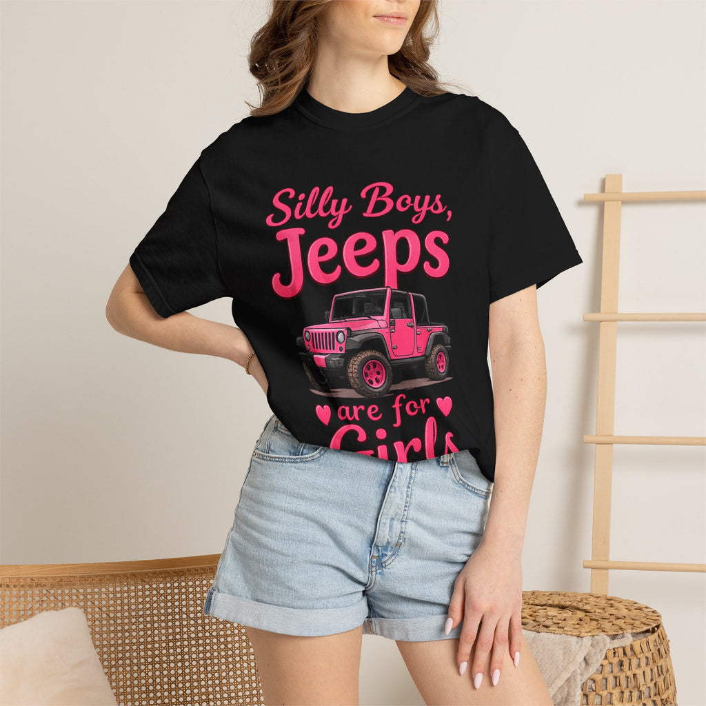 Silly Boys Jeeps Are For Girls T-Shirt — Pink Jeep Graphic Tee