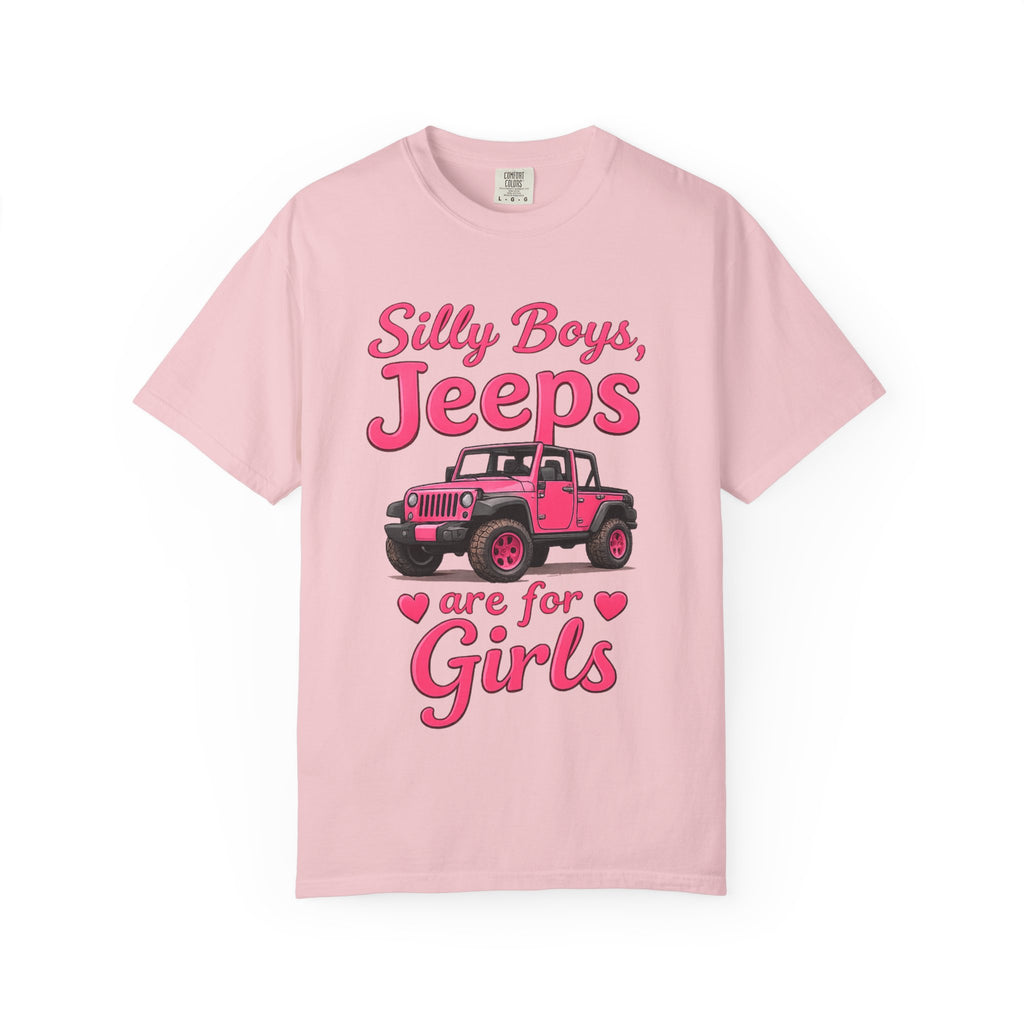 Silly Boys Jeeps Are For Girls T-Shirt — Pink Jeep Graphic Tee