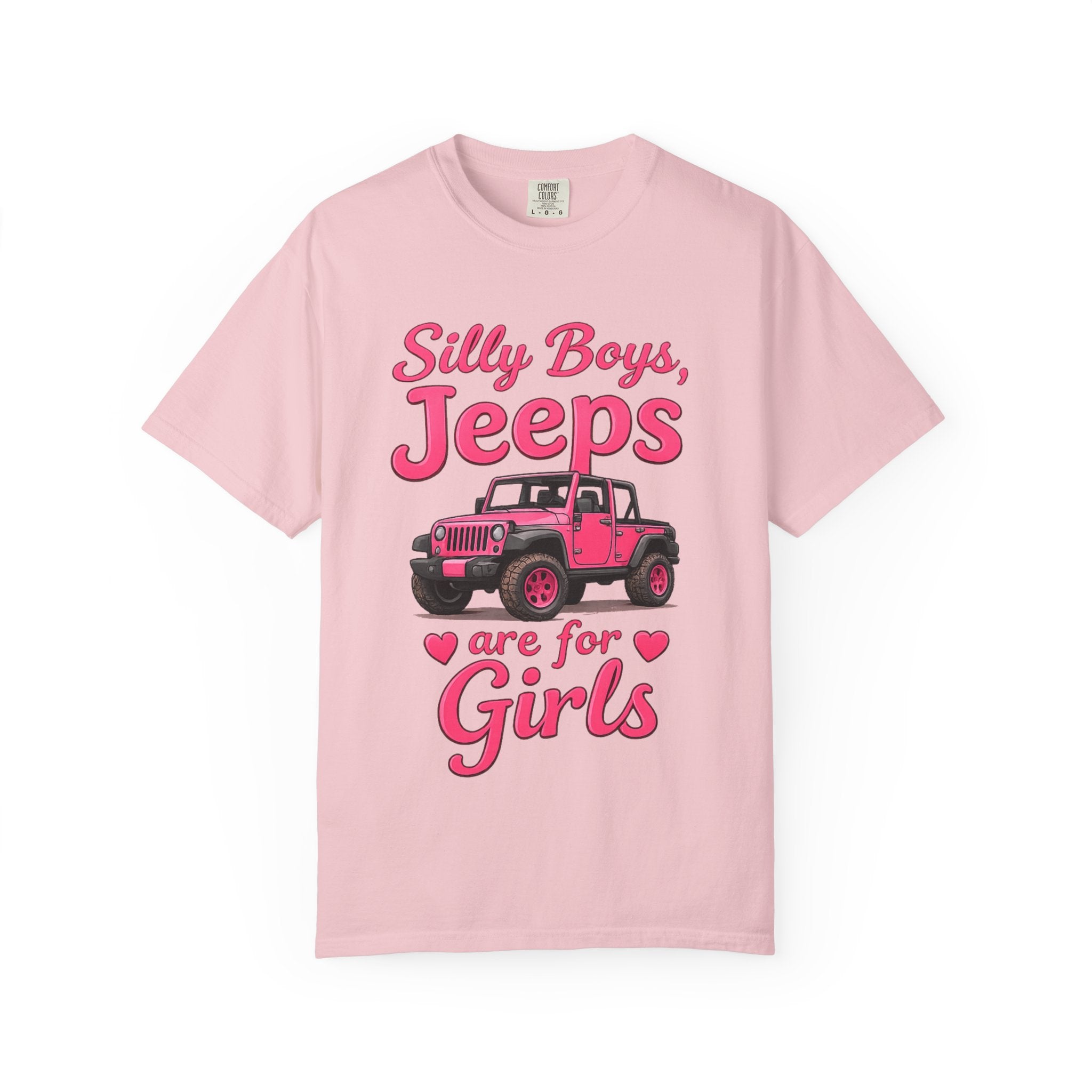 Silly Boys Jeeps Are For Girls T-Shirt — Pink Jeep Graphic Tee